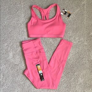 Pink Sports Bra and Leggings Set
